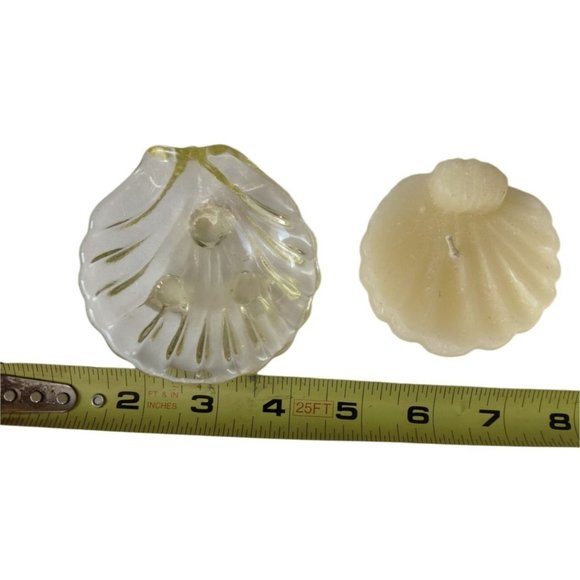 Open Scallop shell shaped wax candle Glass Seashell Holder Trinket Dish Vintage - Picture 4 of 4